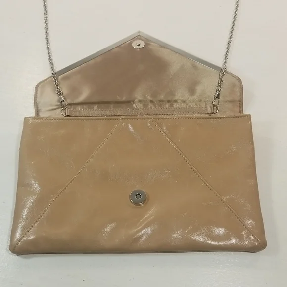 INC Lilly Beige Faux Leather Gold Chain Clutch Shoulder Bag - Picture 10 of 13